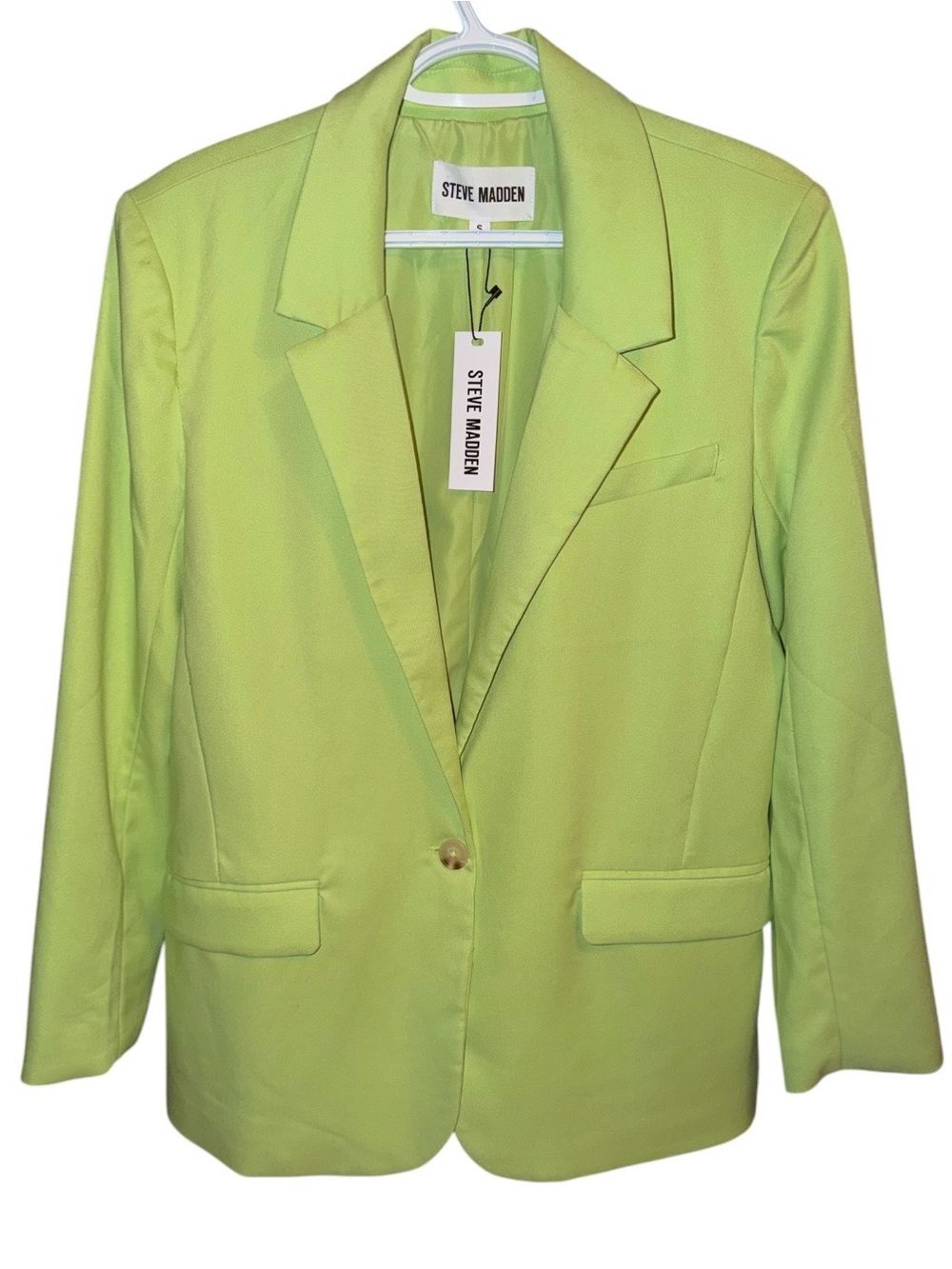 NWT Steve Madden Kaira Bay Green One Button Blazer Notch Lapel Long Sleeve